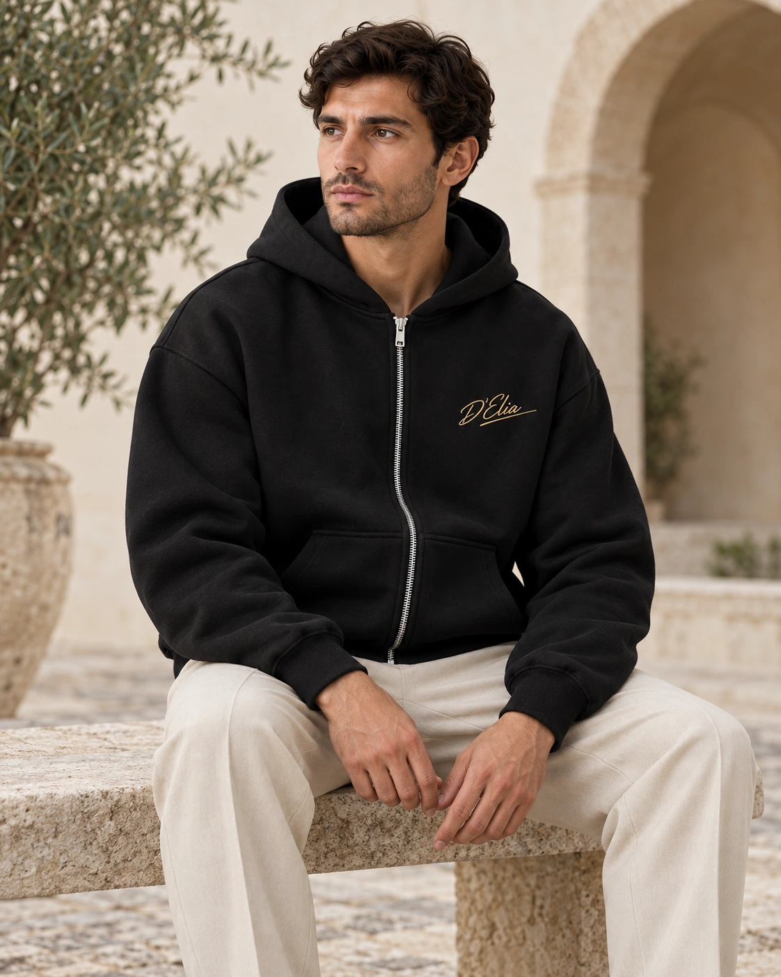 Boxy Zip Hoodie — Black — 5